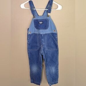 Kid's Vintage OshKosh B'Gosh Color Block Two Tone Overalls, Size 5